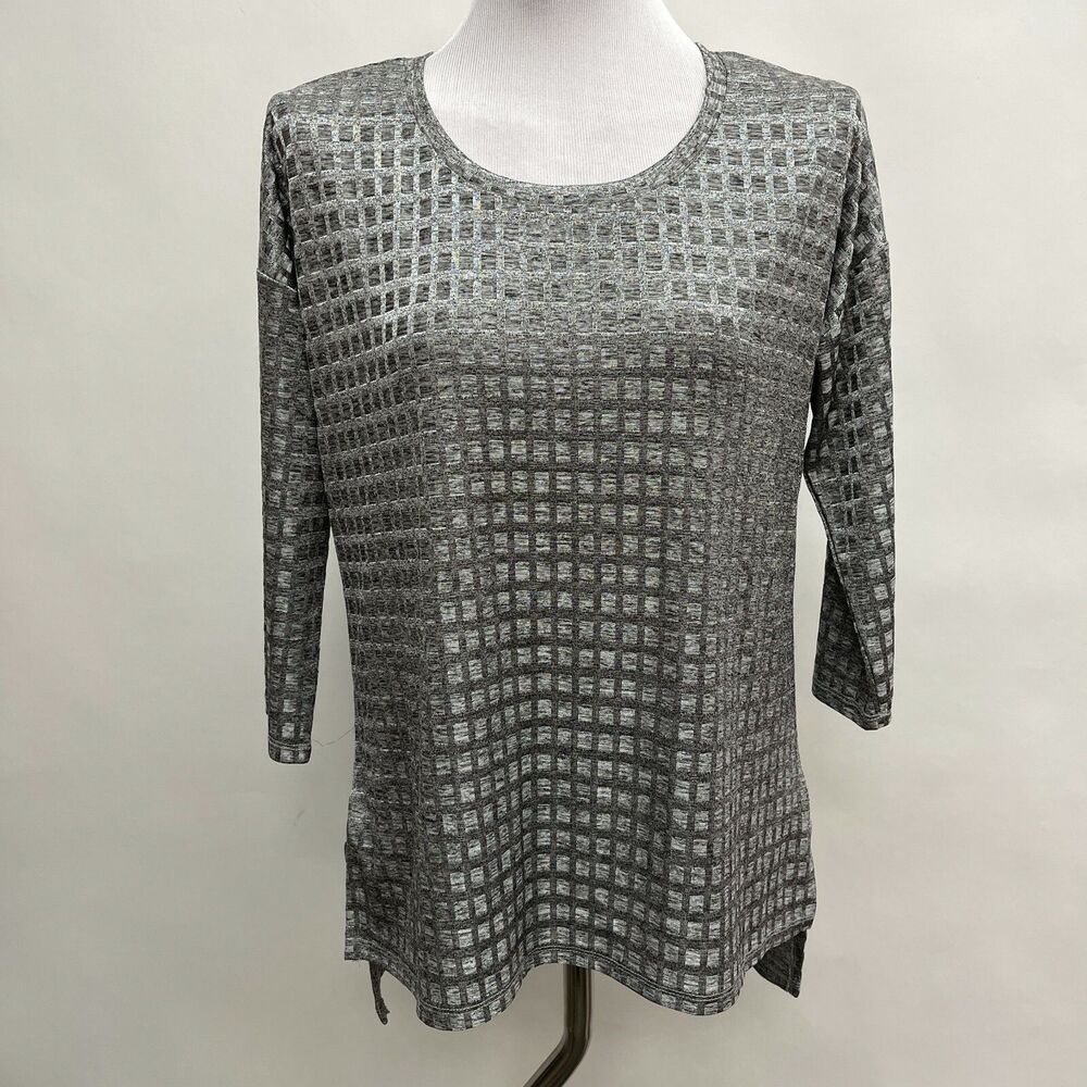 TO Thomas & Olivia Women's Top Petite‎ Large Silver Gray